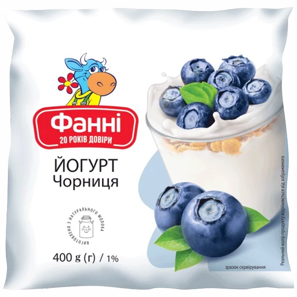 Йогурт питний ФАННІ чорниця 1%, 400 г